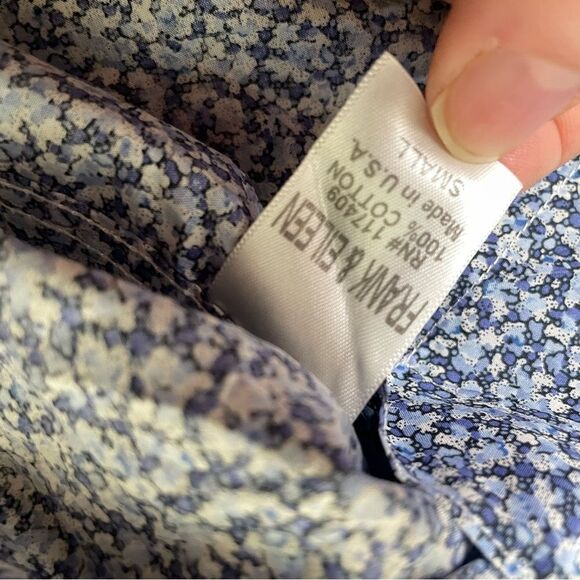 Frank & Eileen Barry Blue White Ditzy Floral Button Down‎ Collared Shirt Small - Picture 6 of 6